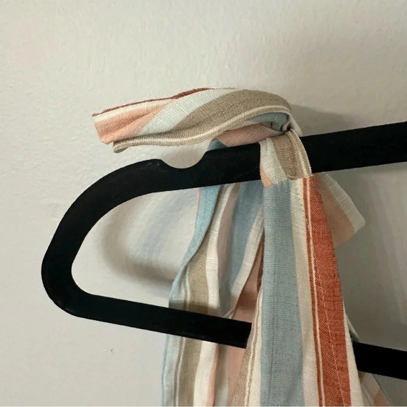 LC Lauren Conrad Women’s Multi Striped Tie Shoulder Tiered Maxi Dress Sz L GUC - Picture 7 of 9